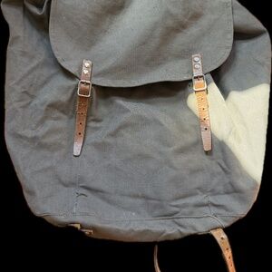Vintage Canvas and Leather Military Backpack